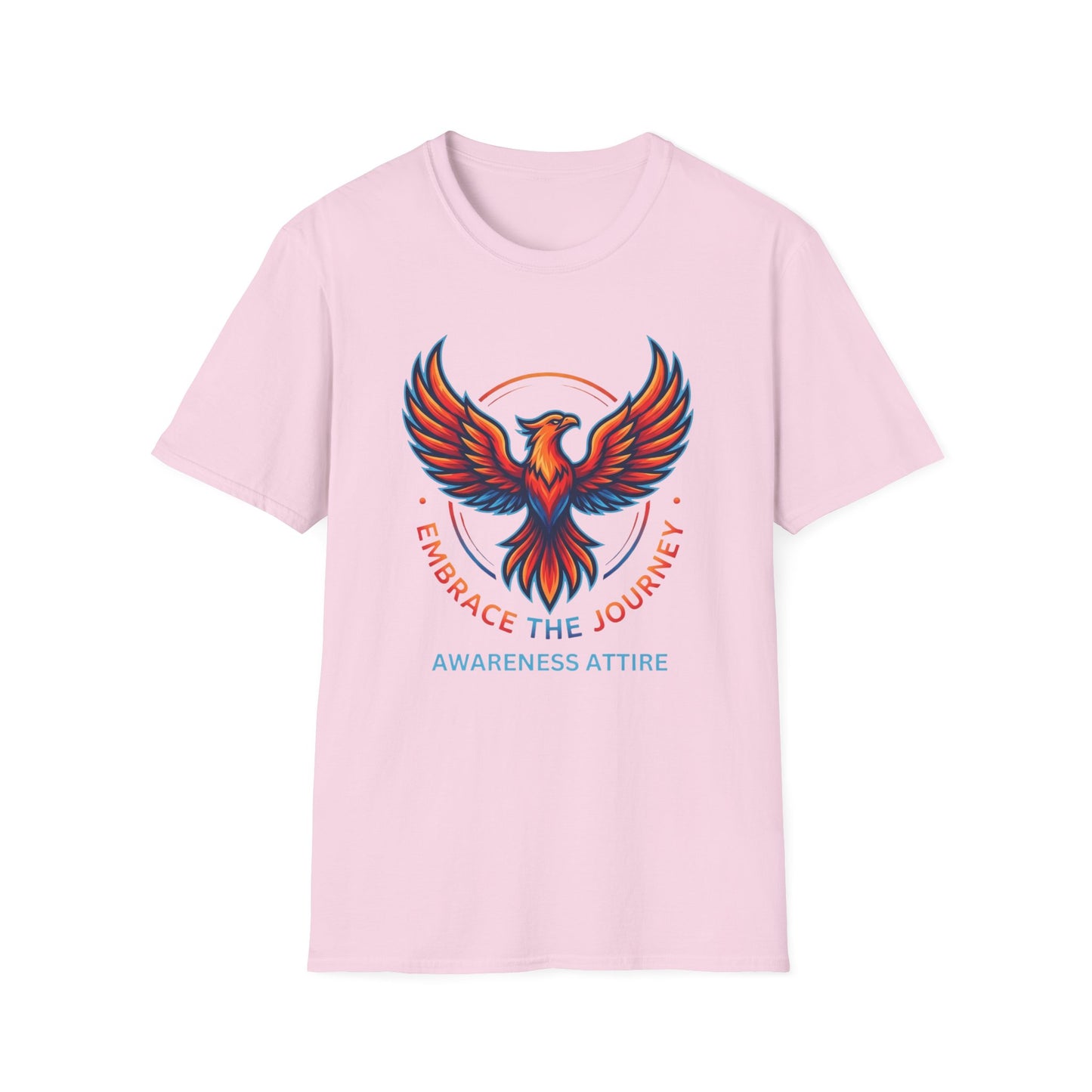 Our 'Embrace the Journey' shirt featuring Ryse the phoenix. A reminder to keep moving forward, no matter where the path takes you.