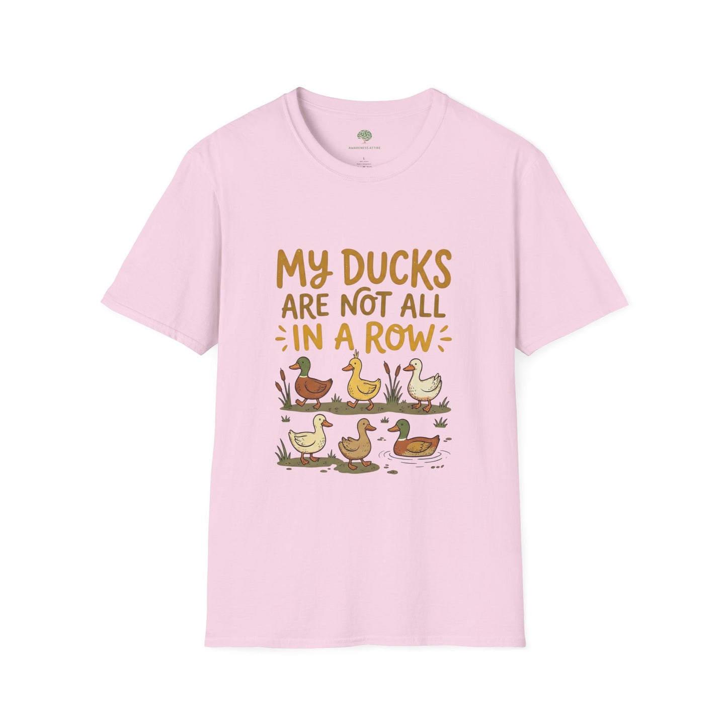 Fun mental health awareness shirt with cute ducks not in a row