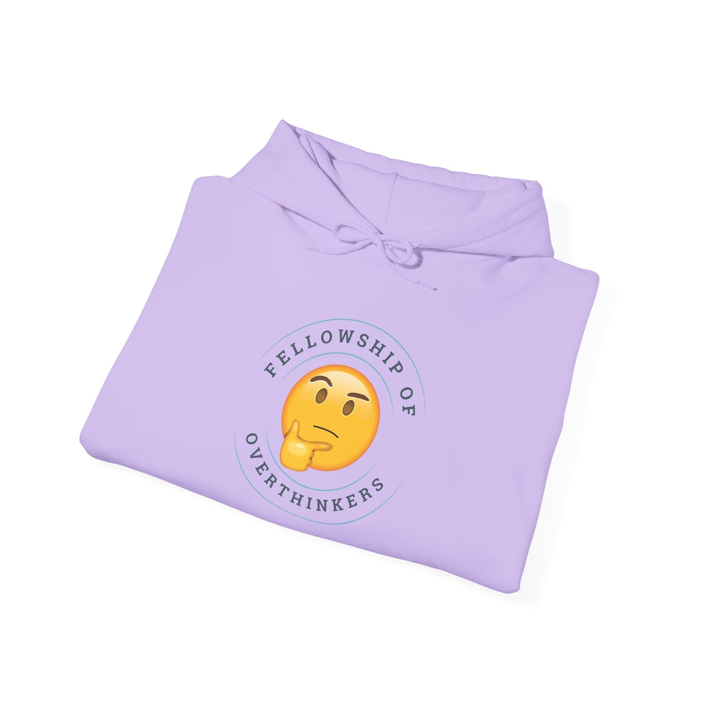 Fellowship of Overthinkers hoodie with emoji face for anxiety awareness