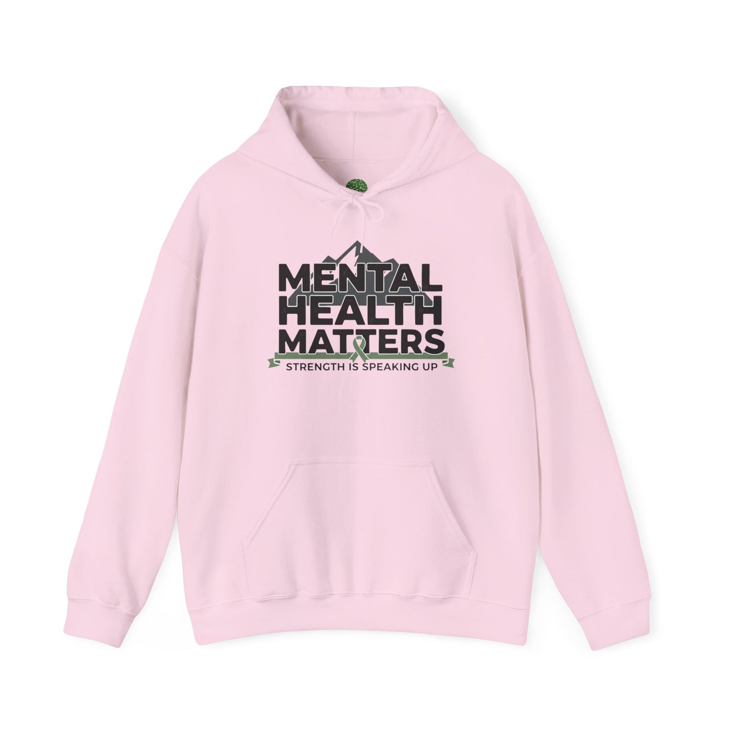 Mental Health Matters Hoodie featuring a green ribbon
