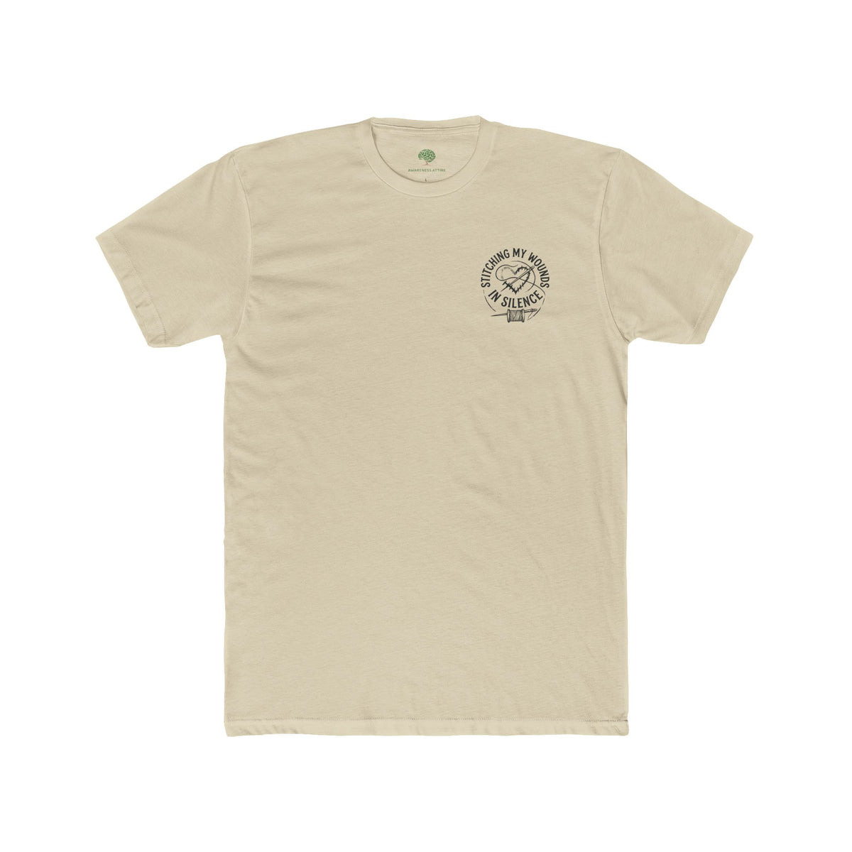 I Stitch My Wounds in Silence Tee — Hand Sewing Graphic T-Shirt