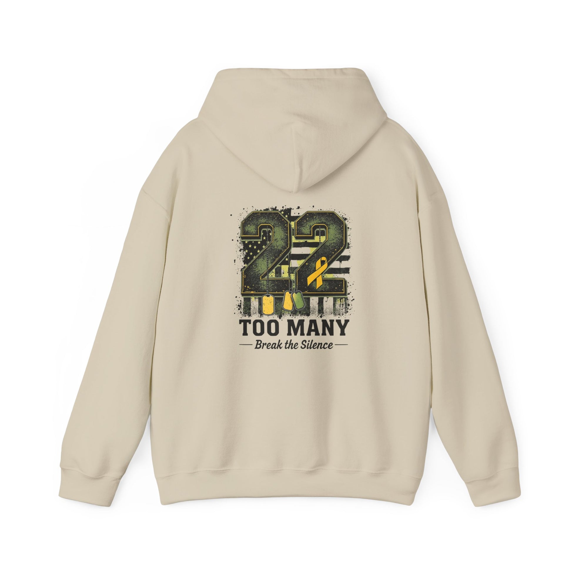 22 too many veteran suicide awareness hoodie in cream