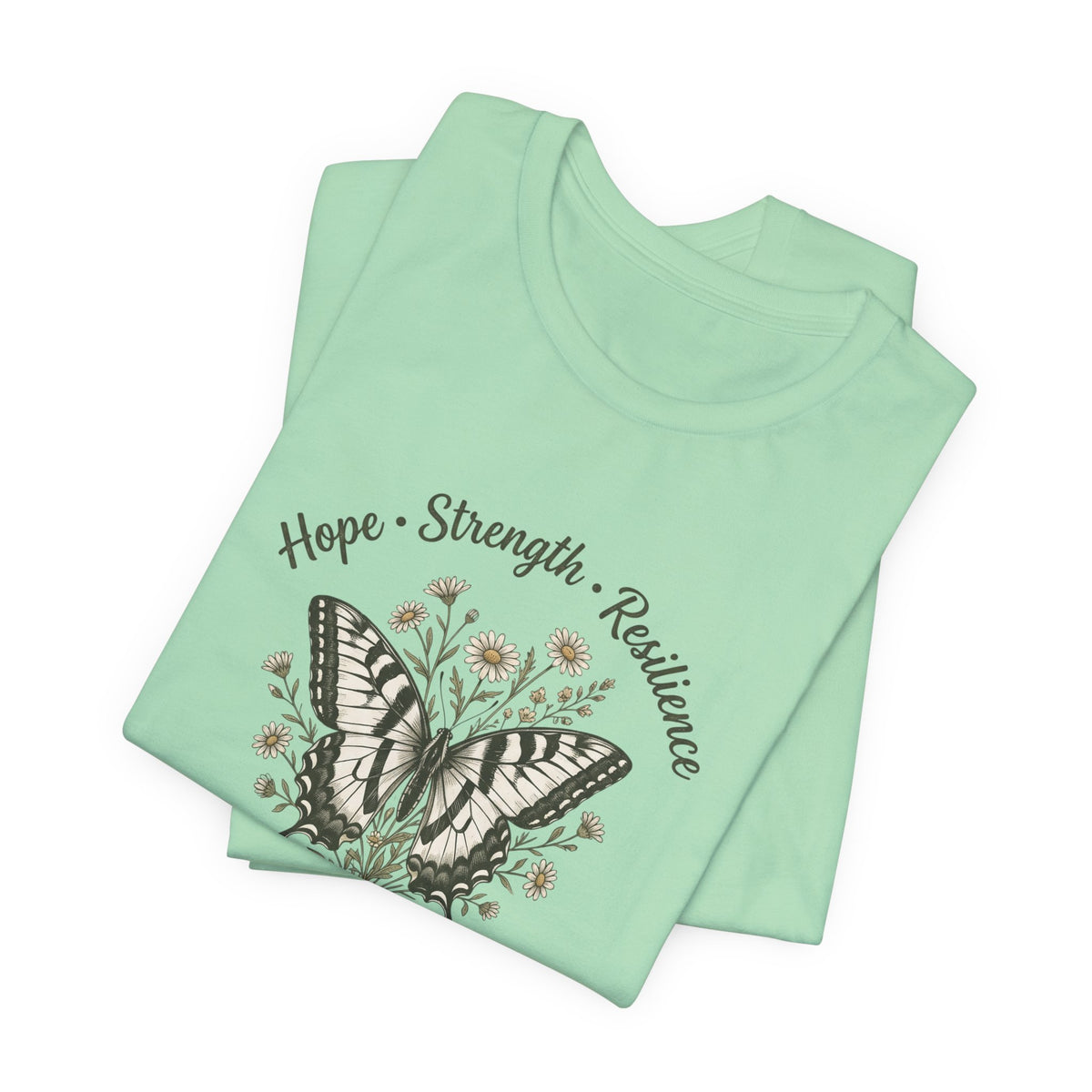Hope Strength Resilience Butterfly- Bipolar Awareness Mental Health Tee