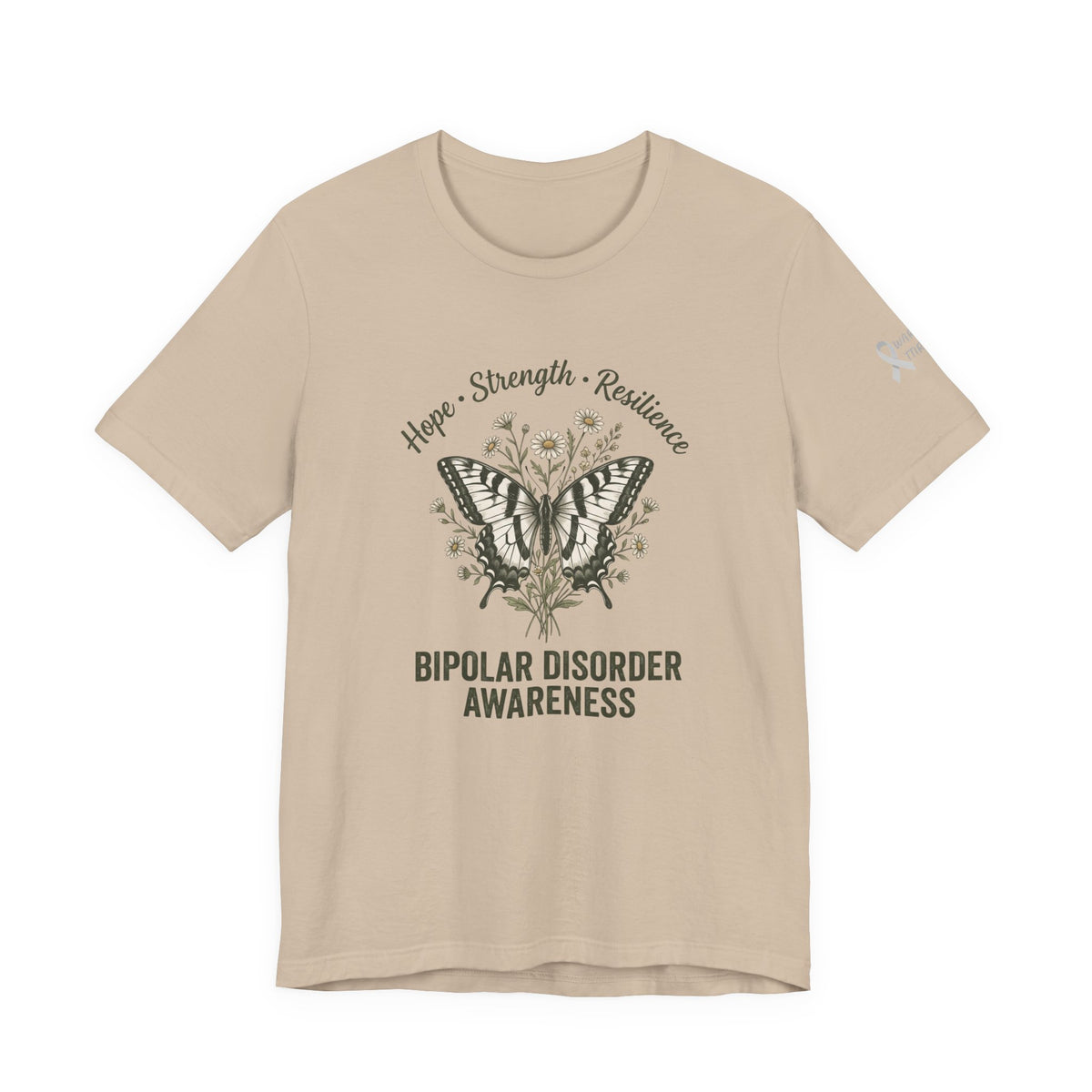 Hope Strength Resilience Butterfly- Bipolar Awareness Mental Health Tee