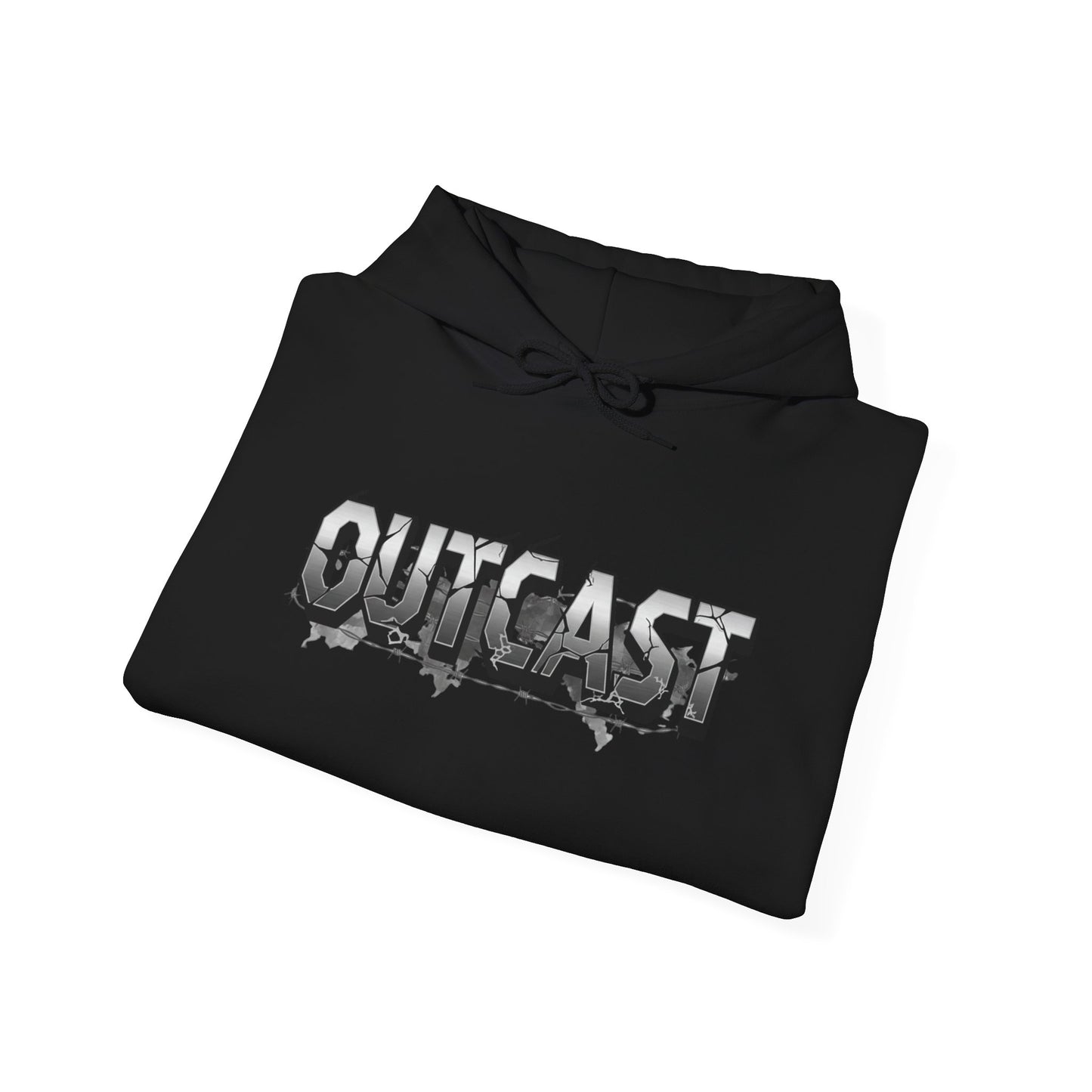 Outcast Graphic Hoodie — Grunge Drip Streetwear Pullover