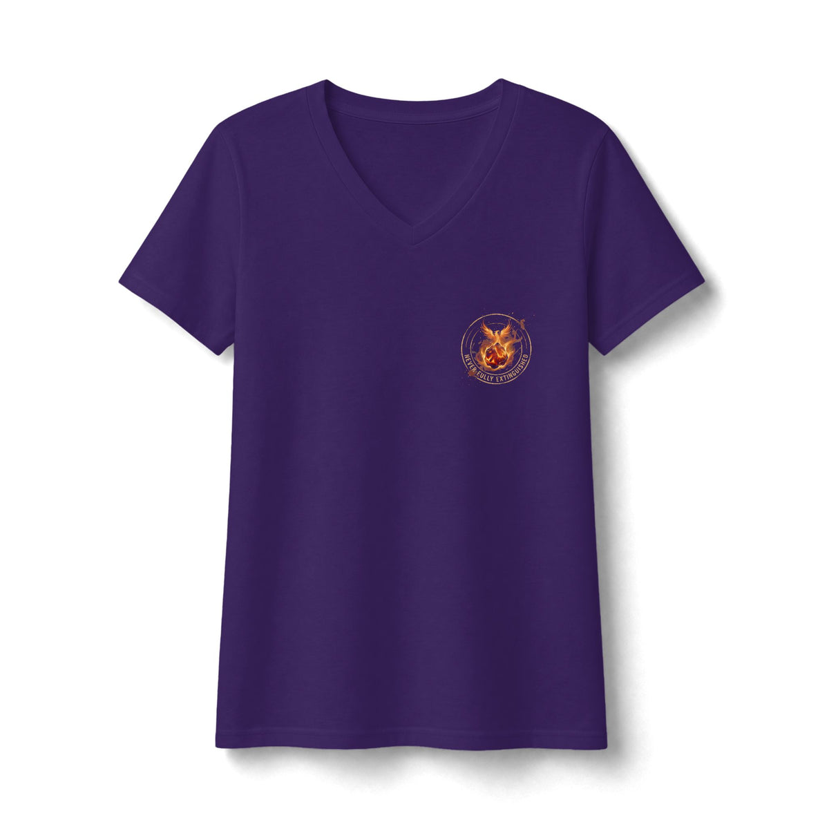Never Fully Extinguished Phoenix Mental Health Women's V-Neck