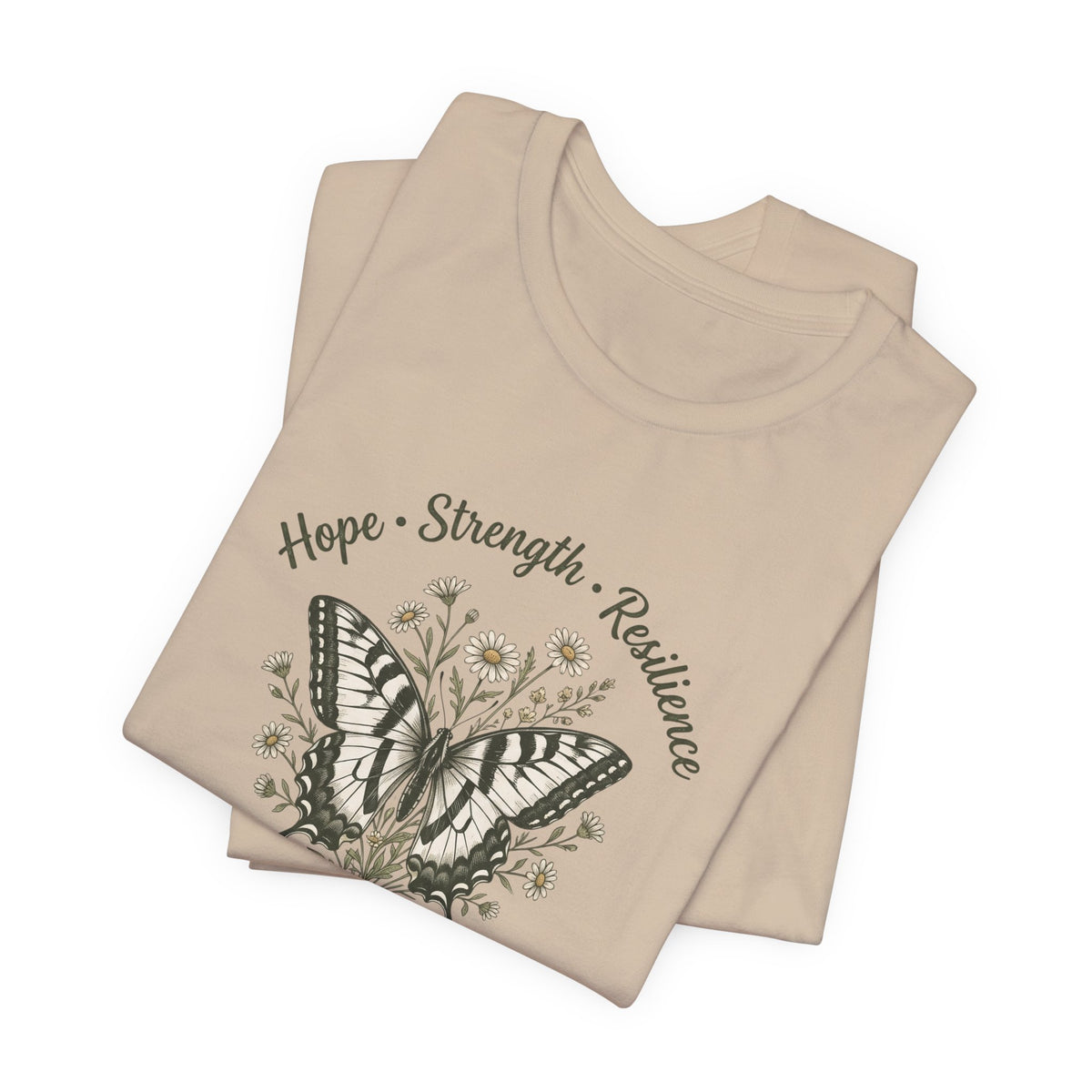 Hope Strength Resilience Butterfly- Bipolar Awareness Mental Health Tee