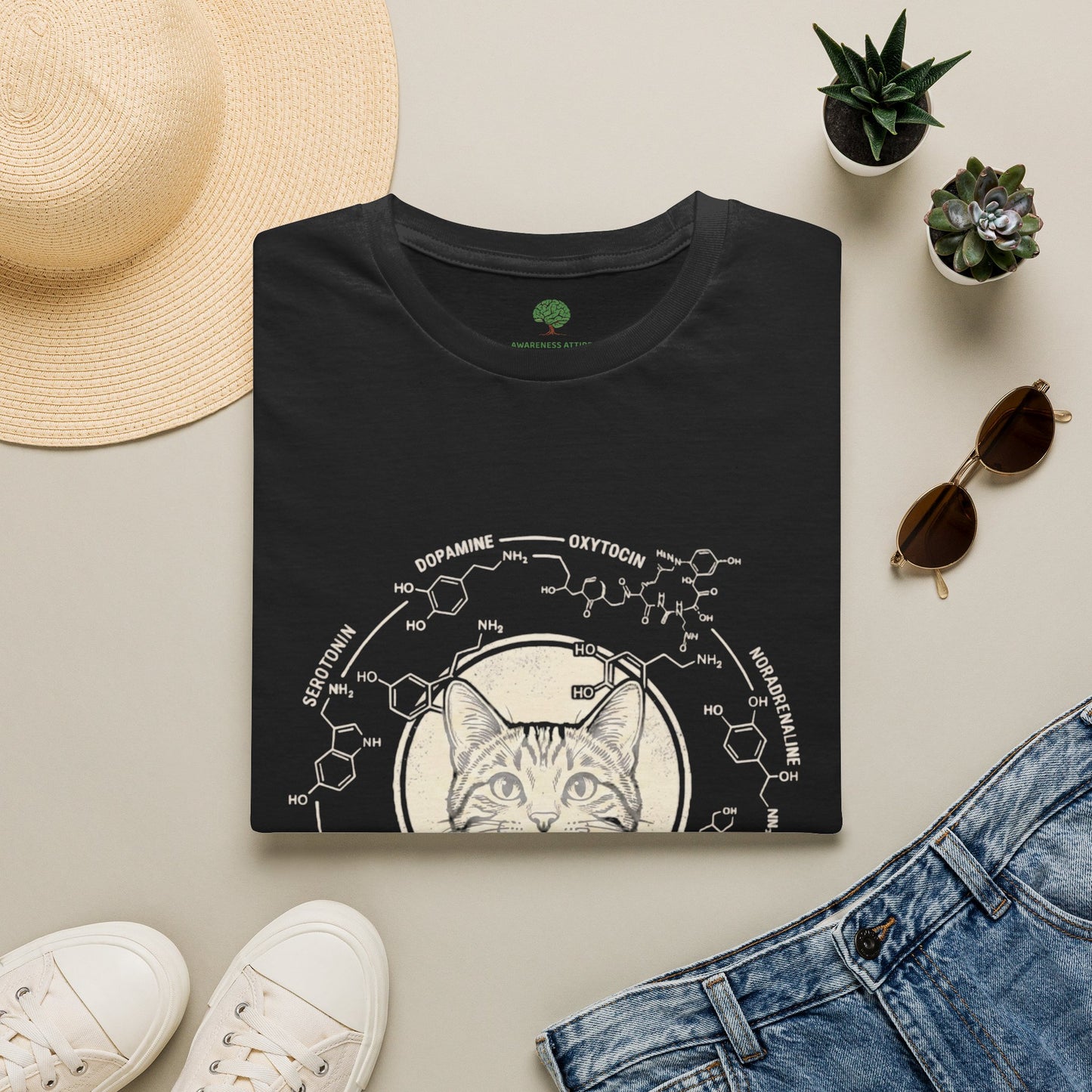 100% Natural Serotonin Dispenser Cat Graphic Tee