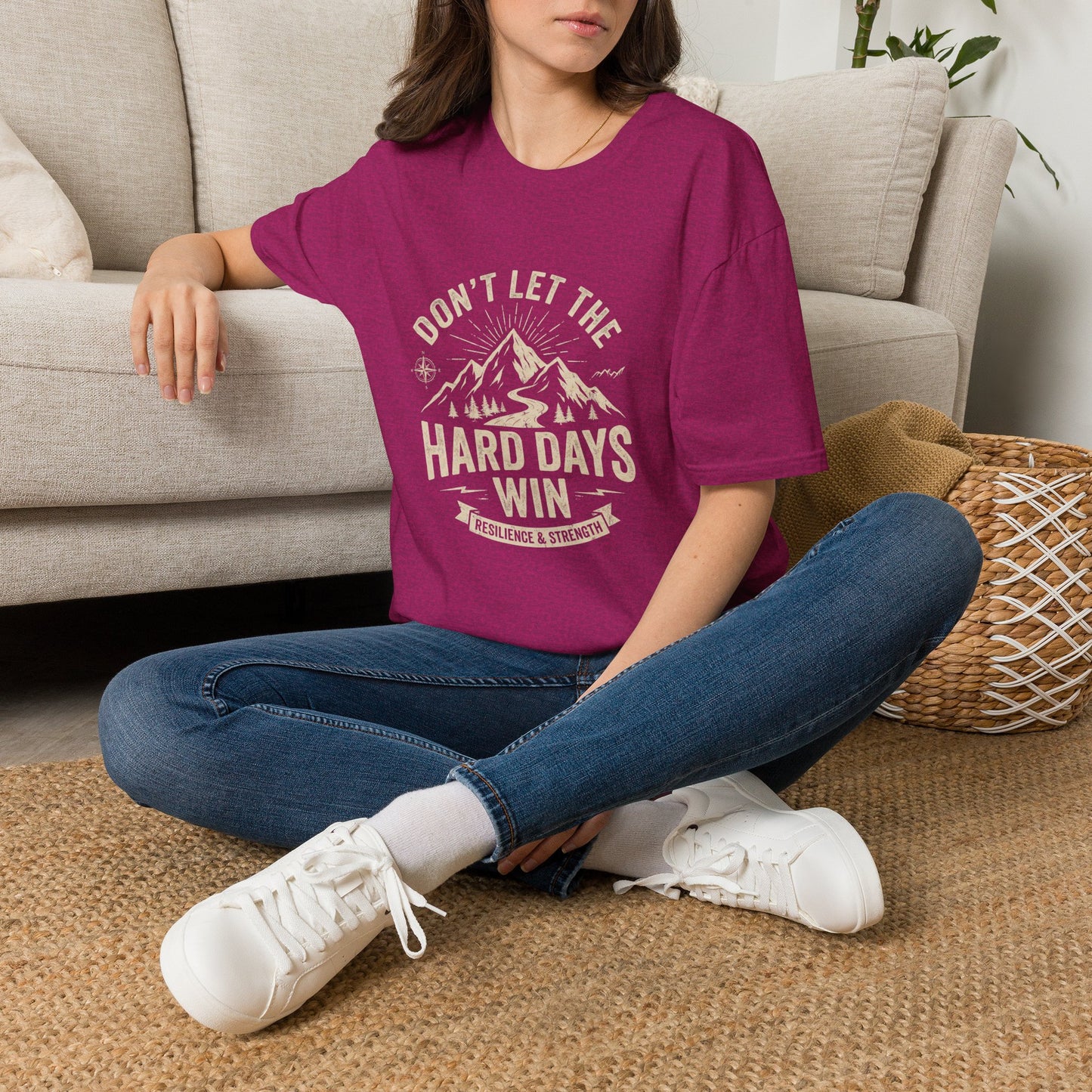T-Shirt — "Don't Let the Hard Days Win" Mountain Motivational Tee