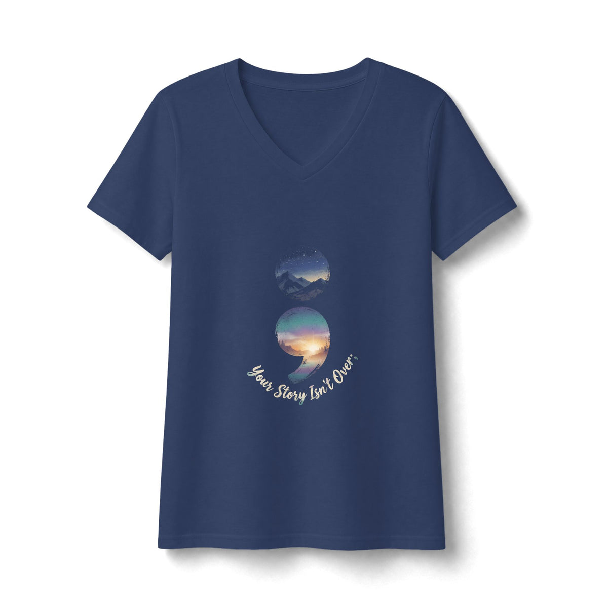 Your Story Isn’t Over Yet Semicolon Graphic Tee | Suicide Awareness & Mental Health V Neck
