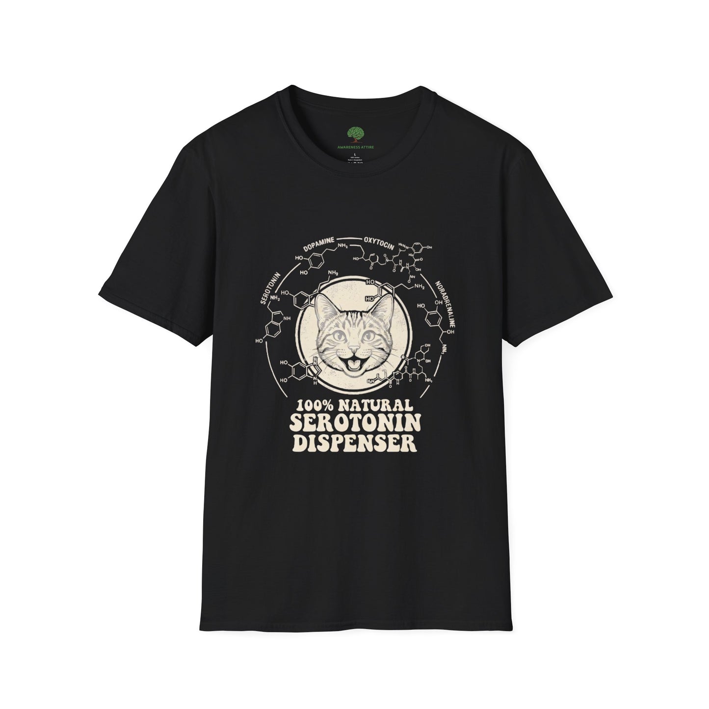 100% Natural Serotonin Dispenser Cat Graphic Tee