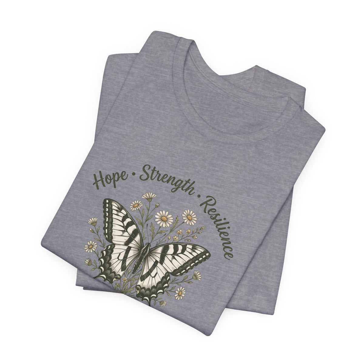 Hope Strength Resilience Butterfly- Bipolar Awareness Mental Health Tee