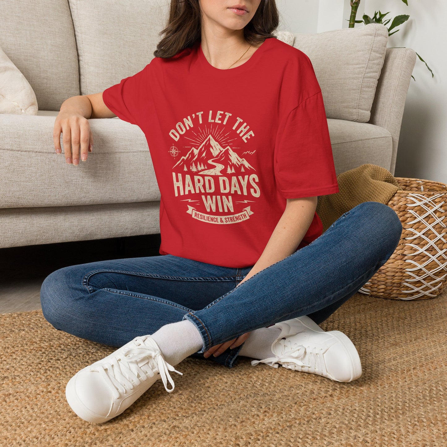 T-Shirt — "Don't Let the Hard Days Win" Mountain Motivational Tee