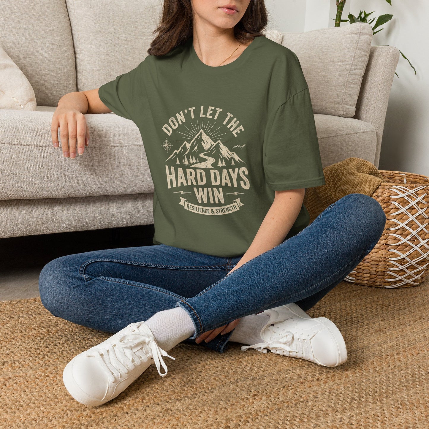 T-Shirt — "Don't Let the Hard Days Win" Mountain Motivational Tee