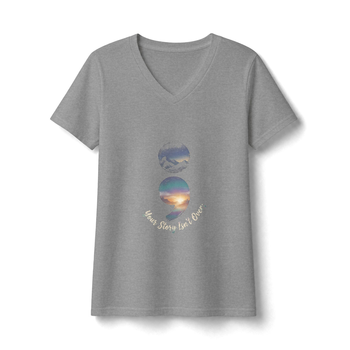 Your Story Isn’t Over Yet Semicolon Graphic Tee | Suicide Awareness & Mental Health V Neck