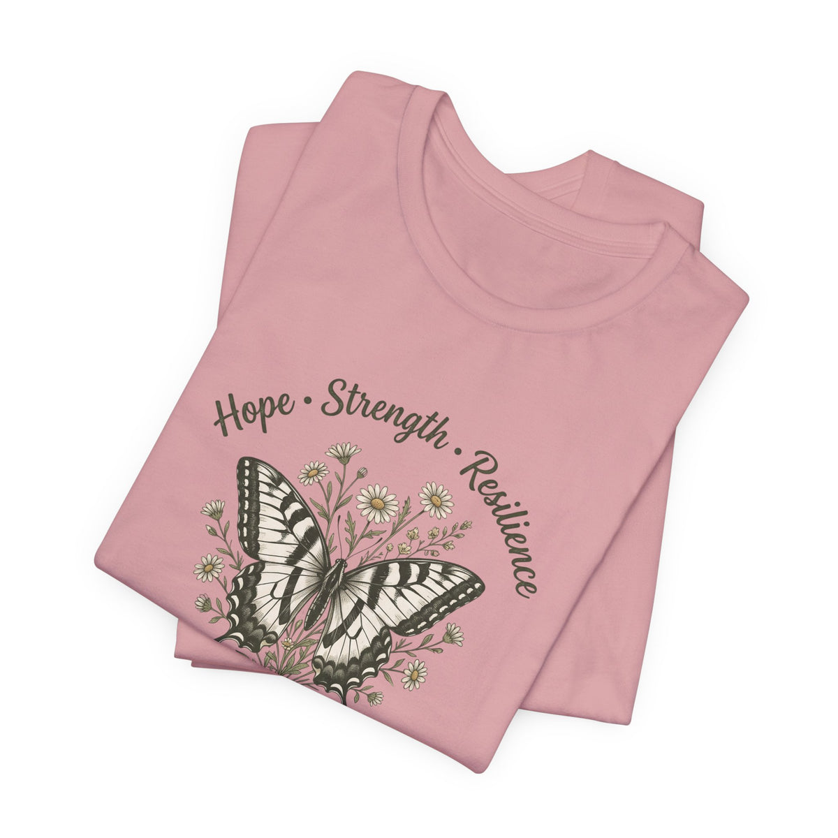 Hope Strength Resilience Butterfly- Bipolar Awareness Mental Health Tee