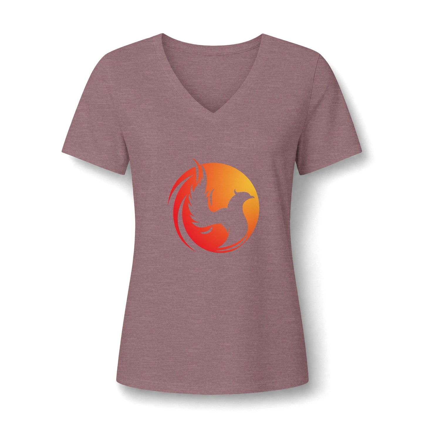 Mental health V Neck featuring a bright logo phoenix and a phrase about inner strength