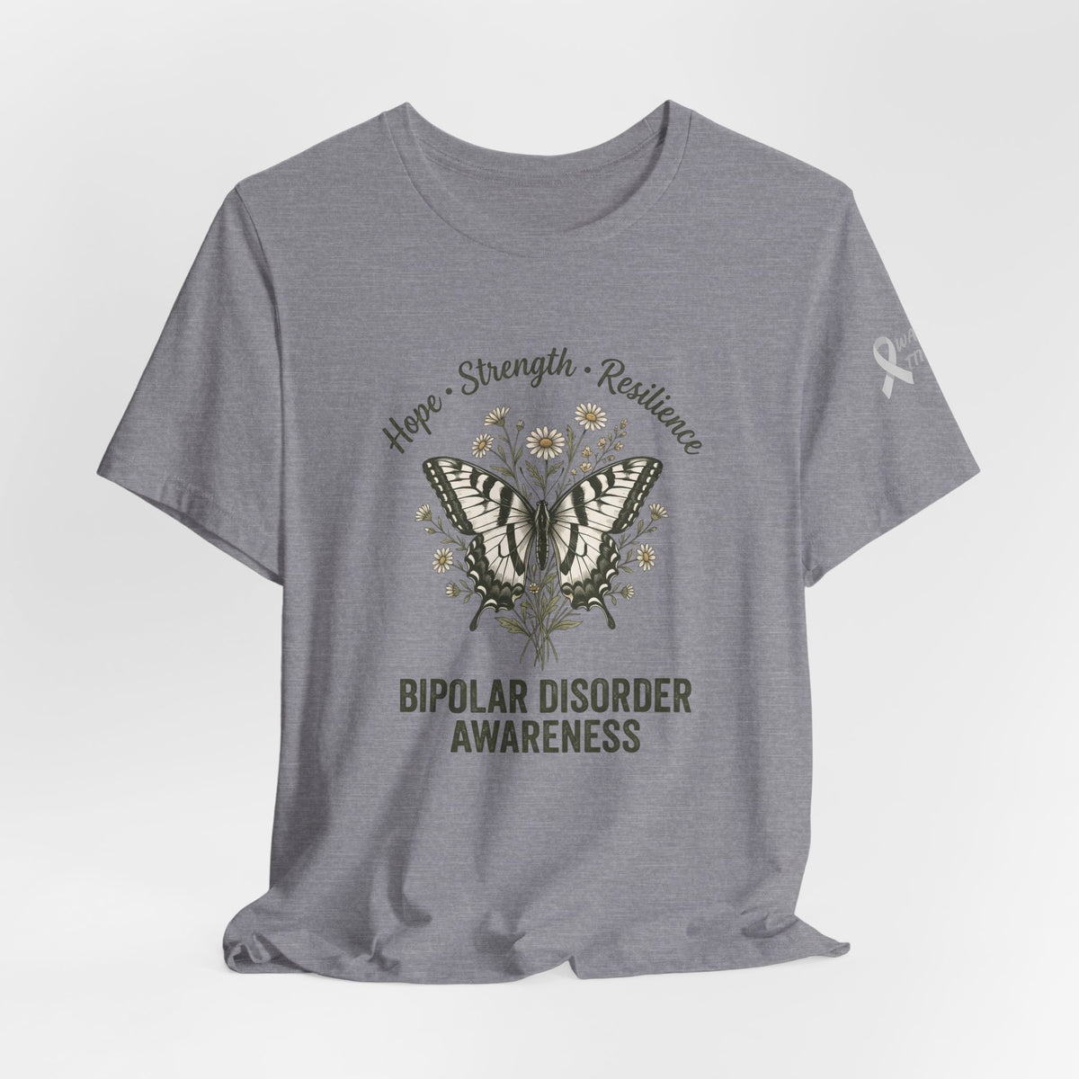 Hope Strength Resilience Butterfly- Bipolar Awareness Mental Health Tee
