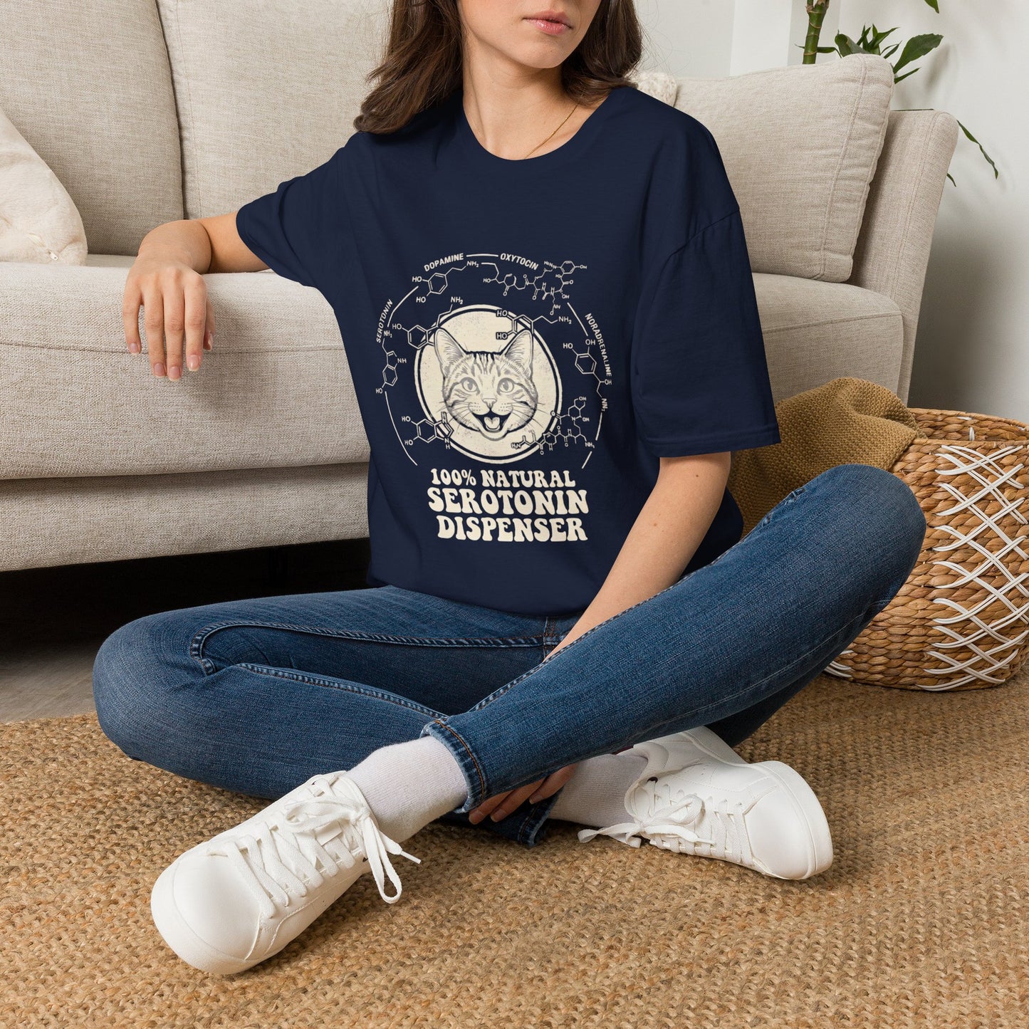 100% Natural Serotonin Dispenser Cat Graphic Tee