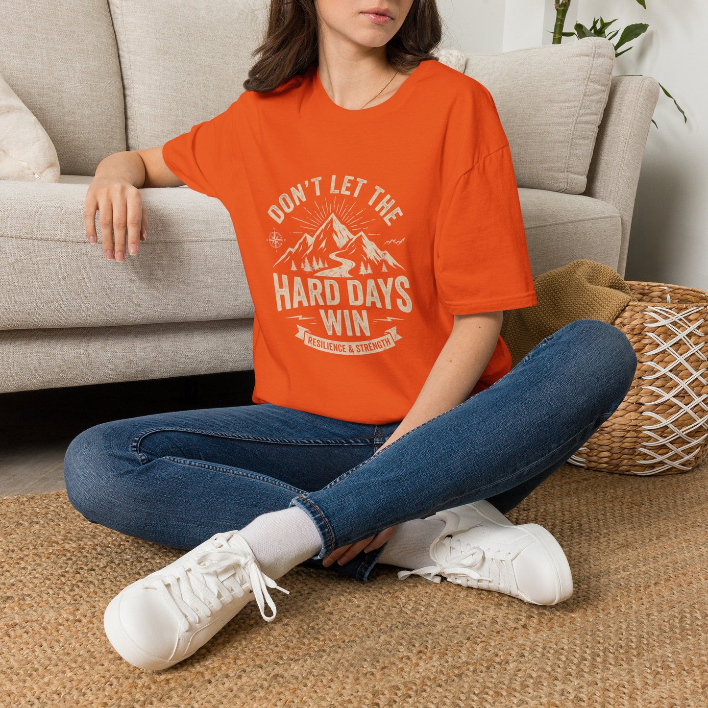 T-Shirt — "Don't Let the Hard Days Win" Mountain Motivational Tee