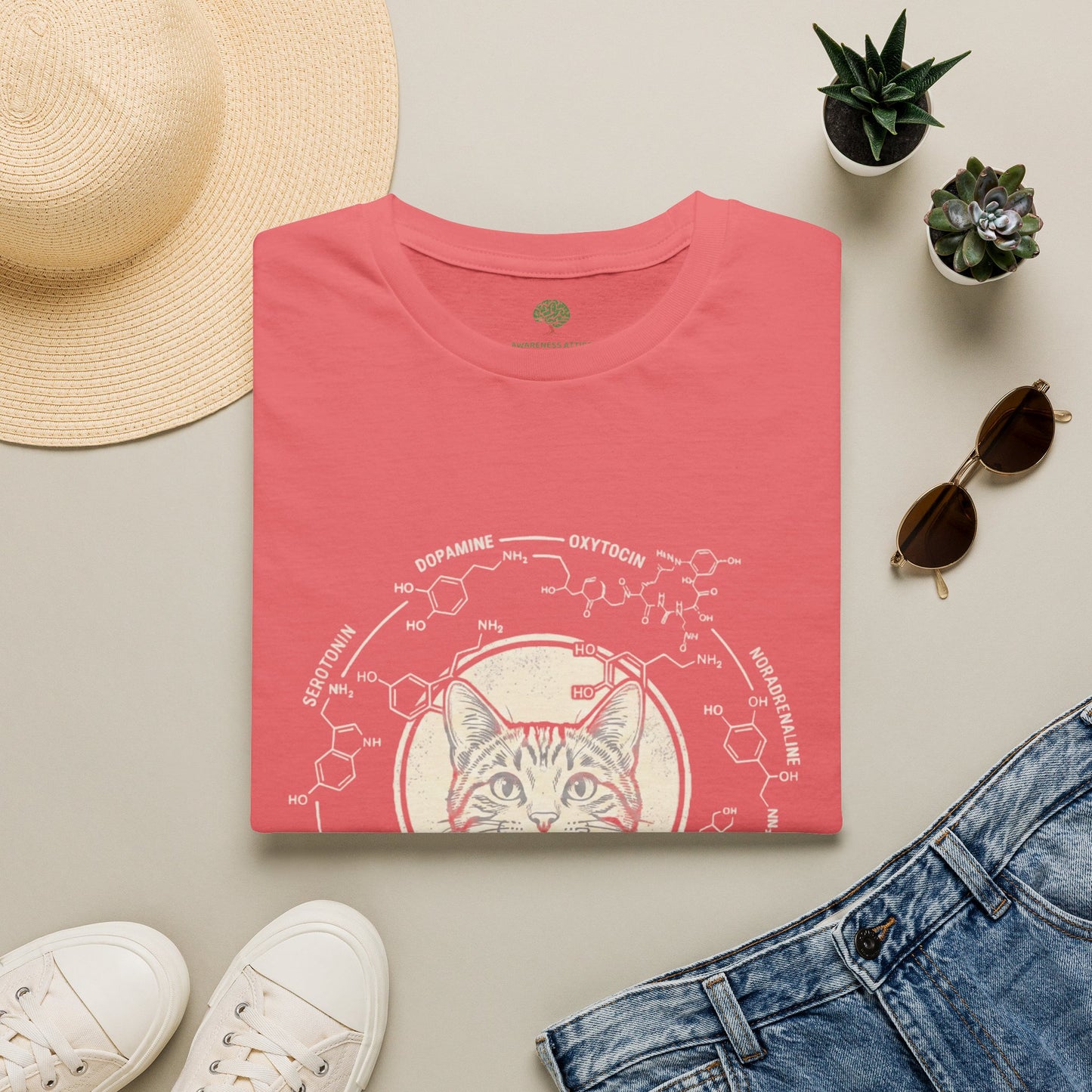 100% Natural Serotonin Dispenser Cat Graphic Tee