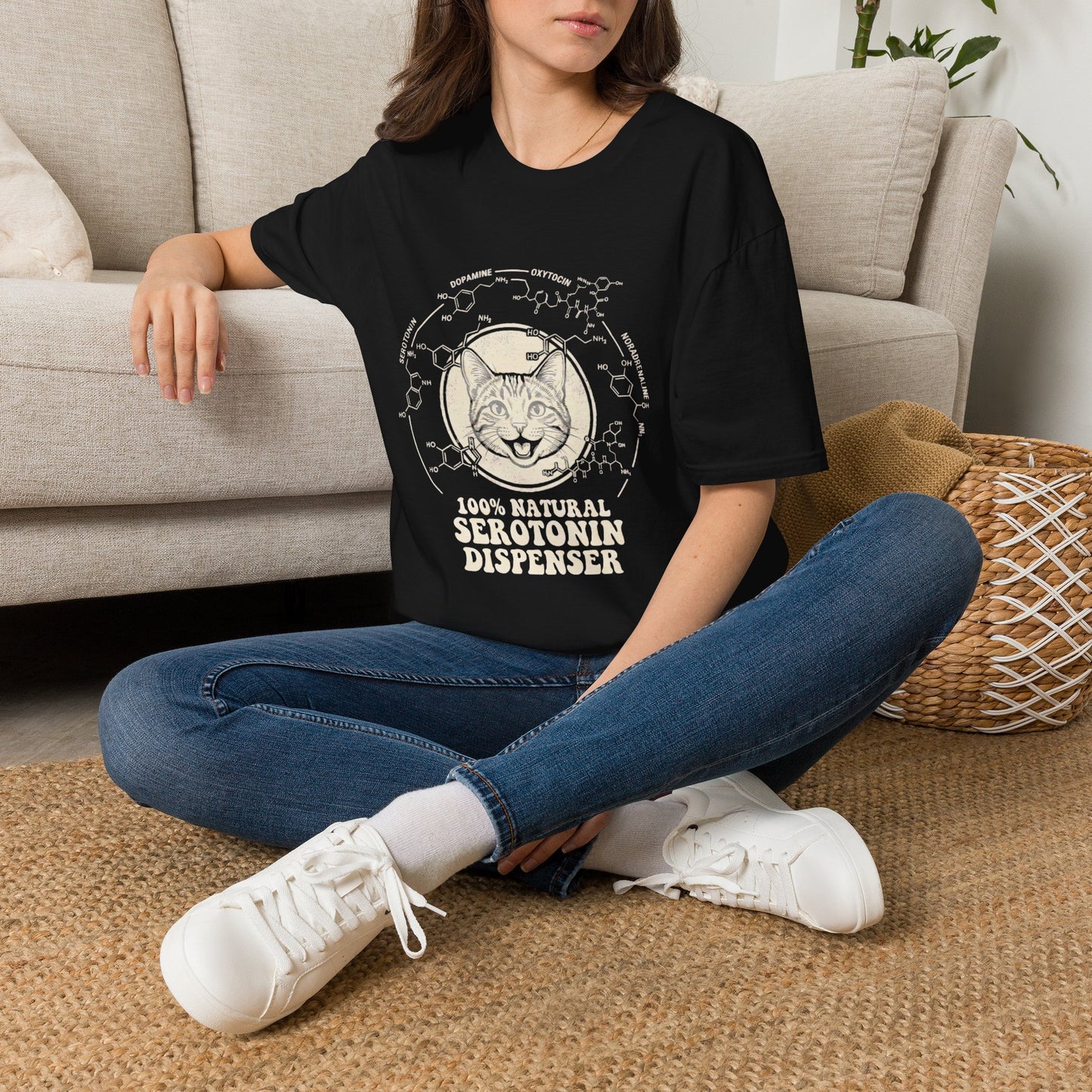 100% Natural Serotonin Dispenser Cat Graphic Tee