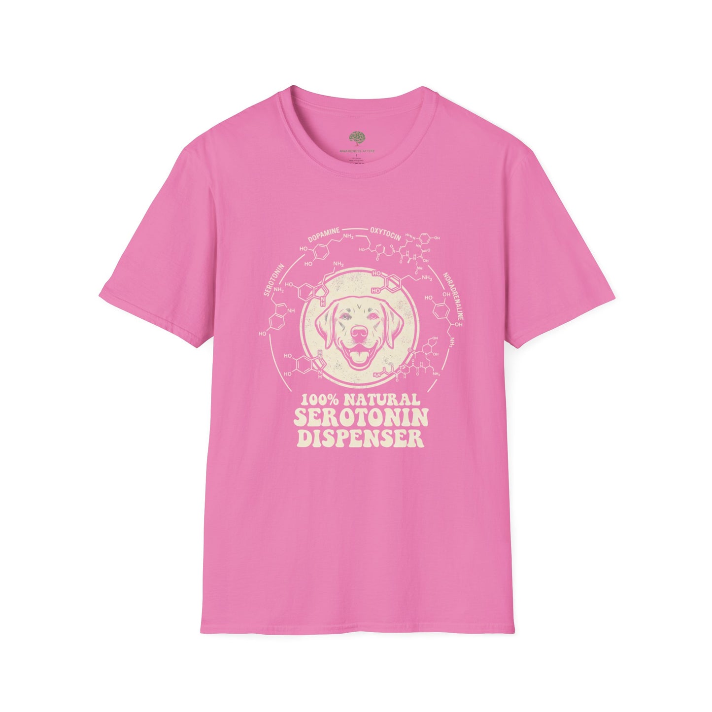 Serotonin Dispenser Dog T-Shirt — 100% Natural Retro Pup Graphic Tee