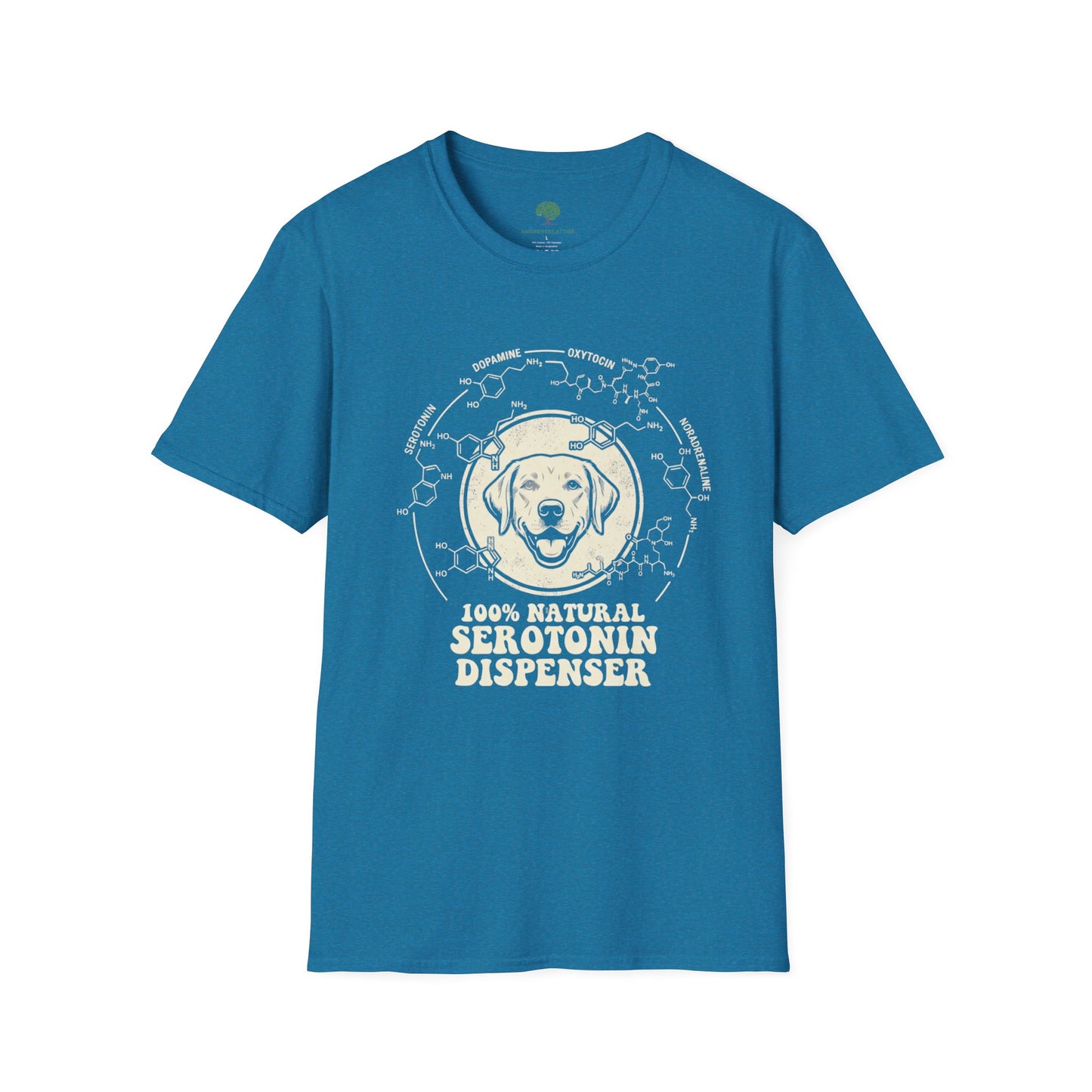 Serotonin Dispenser Dog T-Shirt — 100% Natural Retro Pup Graphic Tee