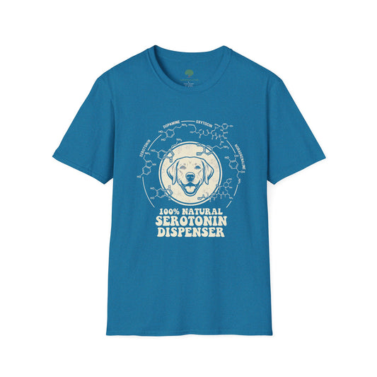 Serotonin Dispenser Dog T-Shirt — 100% Natural Retro Pup Graphic Tee