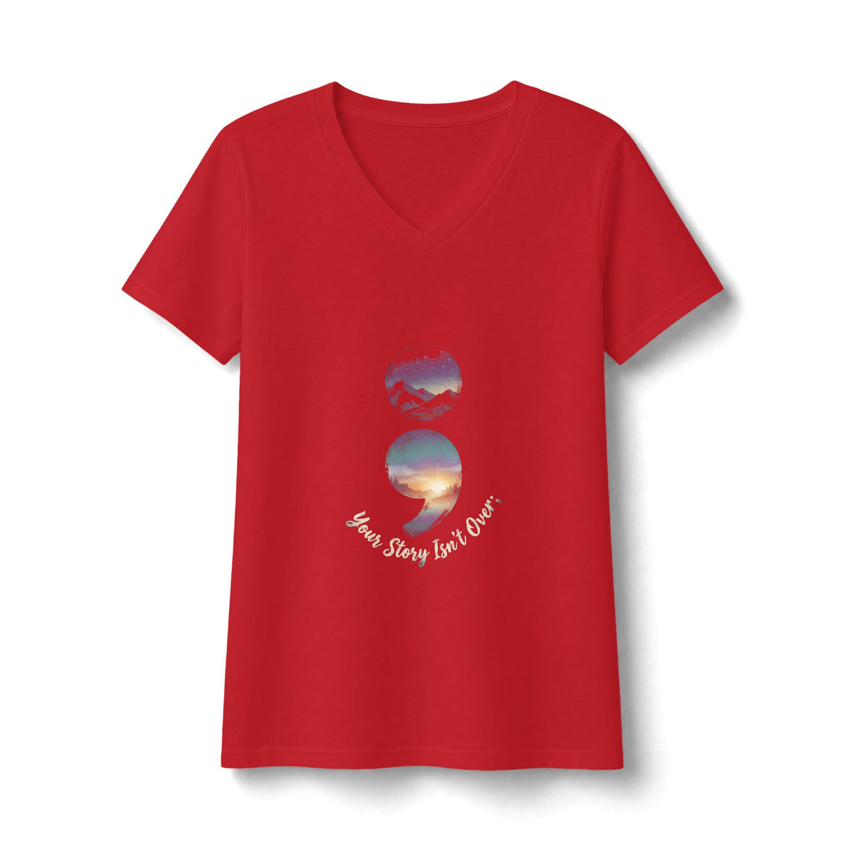 Your Story Isn’t Over Yet Semicolon Graphic Tee | Suicide Awareness & Mental Health V Neck