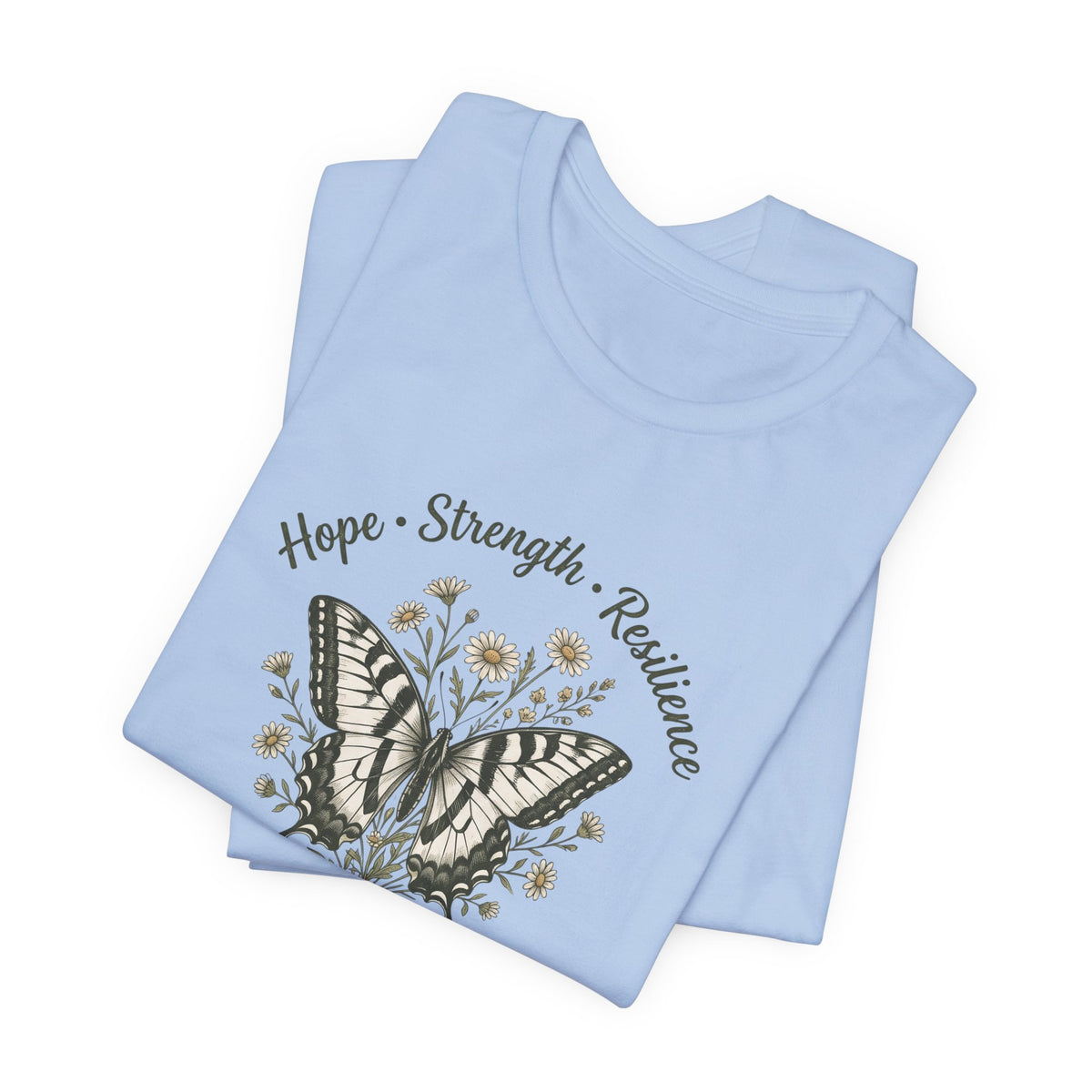 Hope Strength Resilience Butterfly- Bipolar Awareness Mental Health Tee