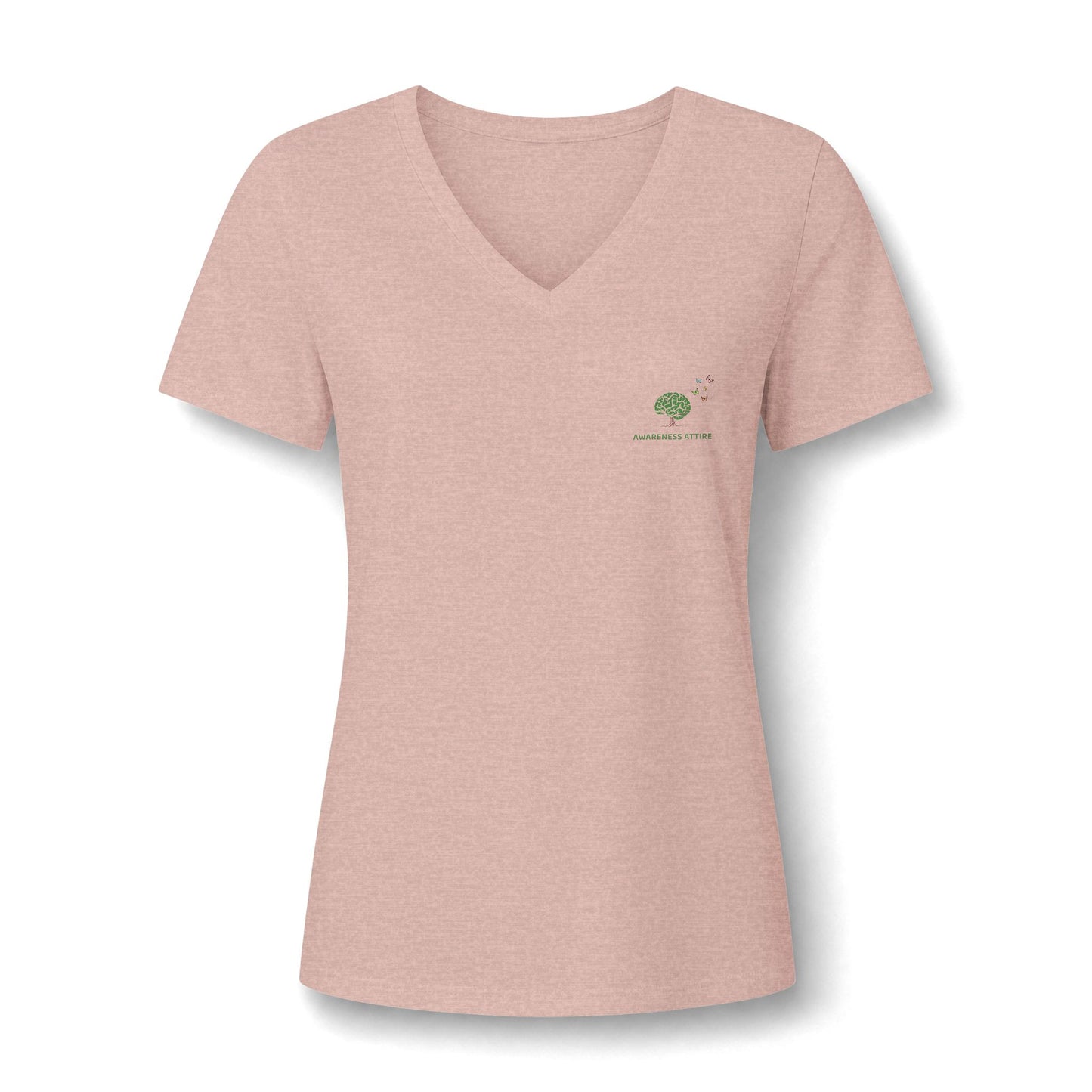 A casual v-neck shirt showcasing a detailed butterfly design centered on the chest, paired with the thoughtful slogan reminding wearers of their unseen beauty