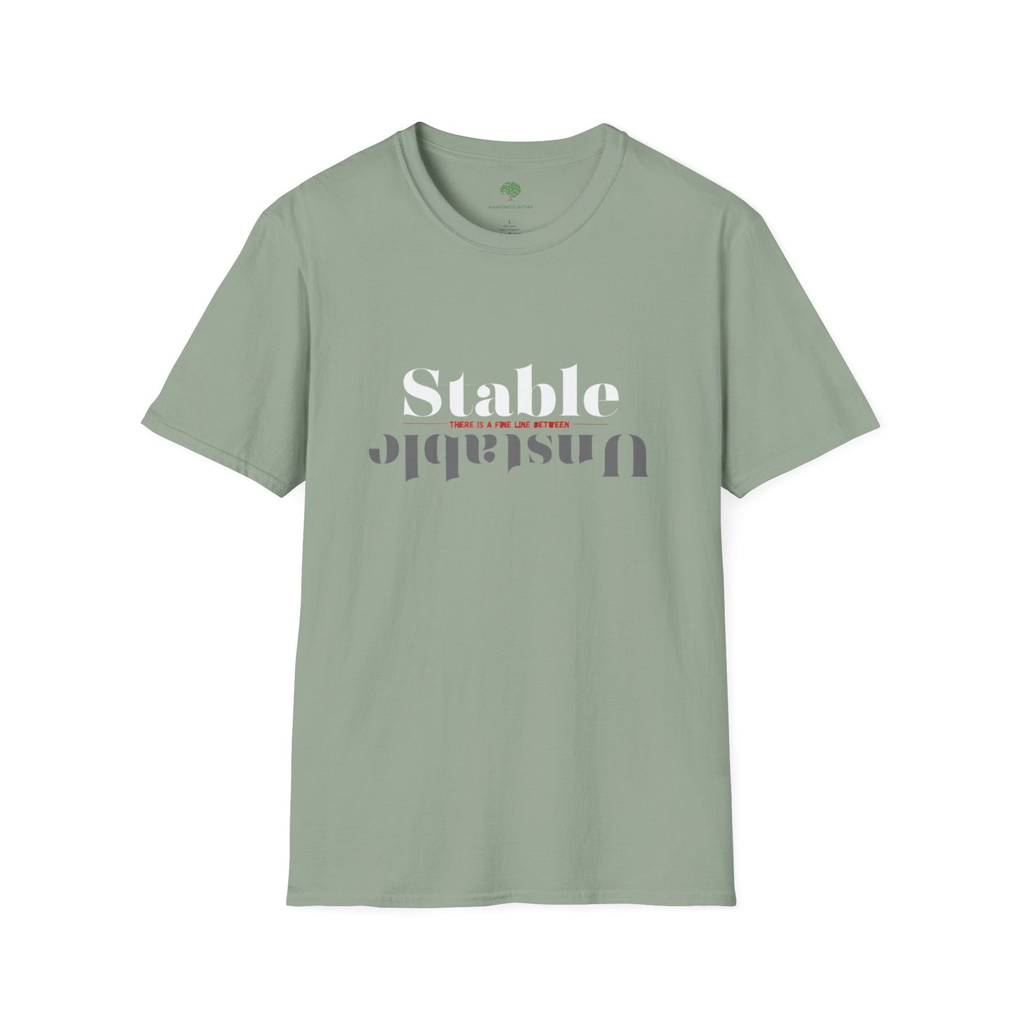 Mental Health Awareness shirt featuring the words Stable and Unstable, showcasing the fine line between