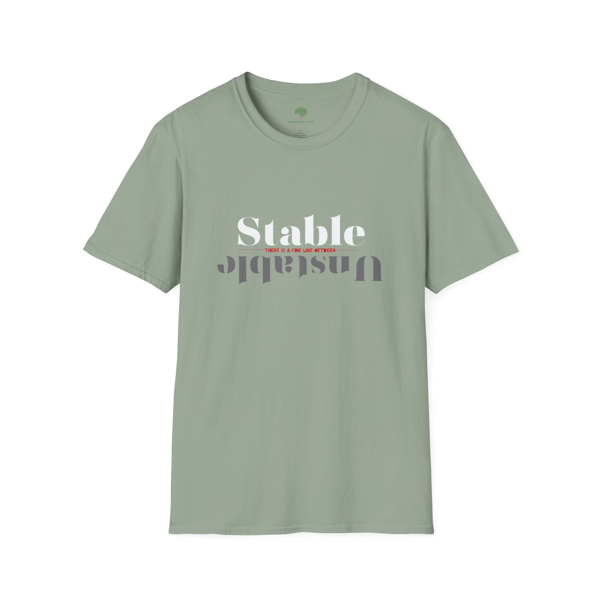 Mental Health Awareness shirt featuring the words Stable and Unstable, showcasing the fine line between