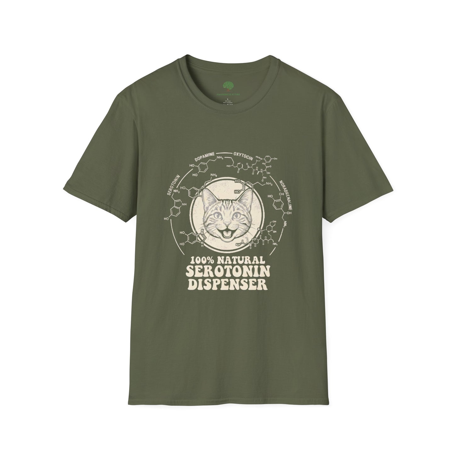 100% Natural Serotonin Dispenser Cat Graphic Tee