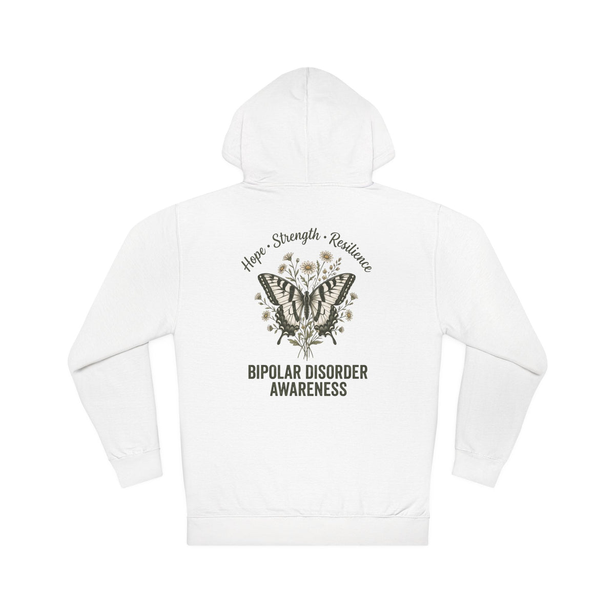 Bipolar Disorder Awareness Hoodie — Hope Strength Resilience Butterfly Design