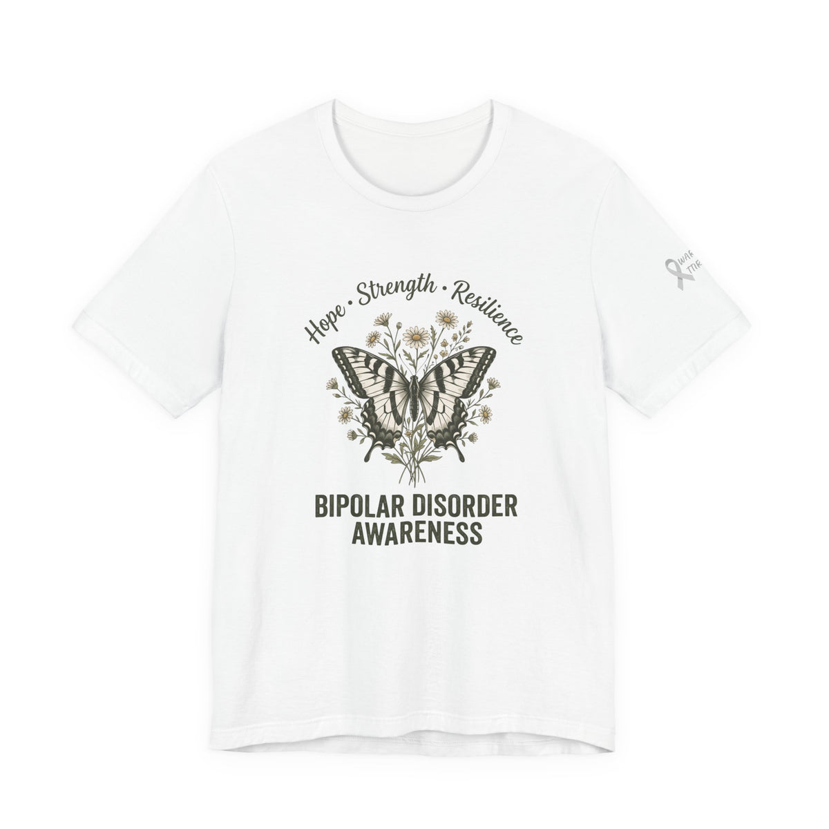 Hope Strength Resilience Butterfly- Bipolar Awareness Mental Health Tee