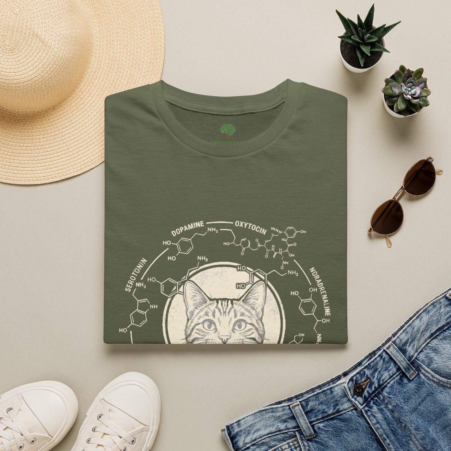 100% Natural Serotonin Dispenser Cat Graphic Tee