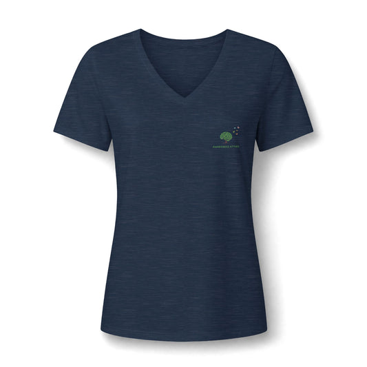 A casual v-neck shirt showcasing a detailed butterfly design centered on the chest, paired with the thoughtful slogan reminding wearers of their unseen beauty