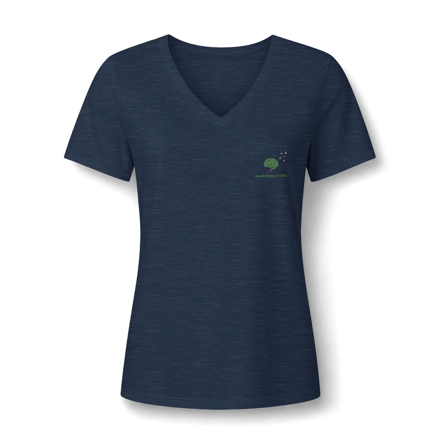 A casual v-neck shirt showcasing a detailed butterfly design centered on the chest, paired with the thoughtful slogan reminding wearers of their unseen beauty