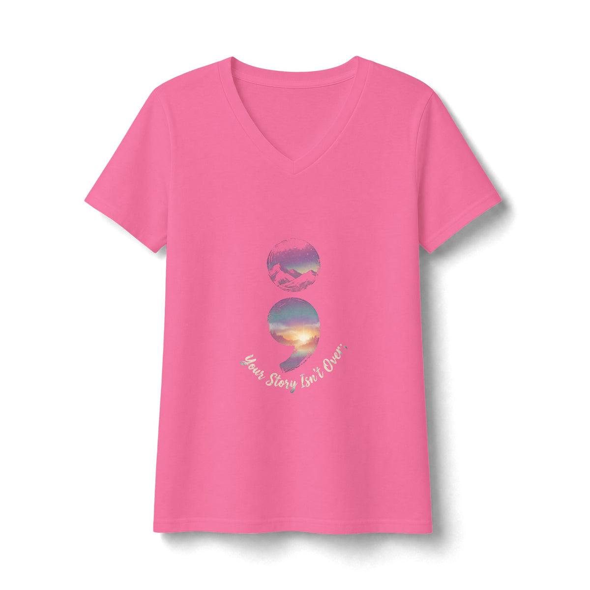Your Story Isn’t Over Yet Semicolon Graphic Tee | Suicide Awareness & Mental Health V Neck