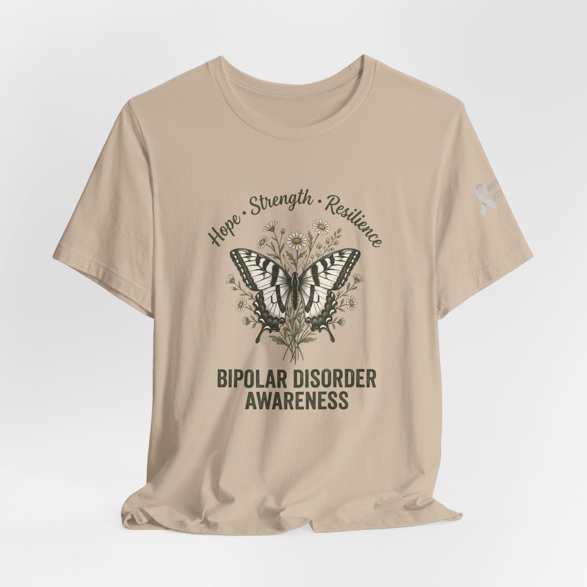 Hope Strength Resilience Butterfly- Bipolar Awareness Mental Health Tee
