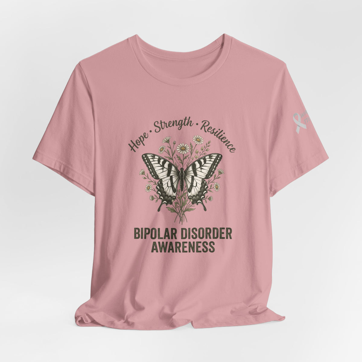 Hope Strength Resilience Butterfly- Bipolar Awareness Mental Health Tee