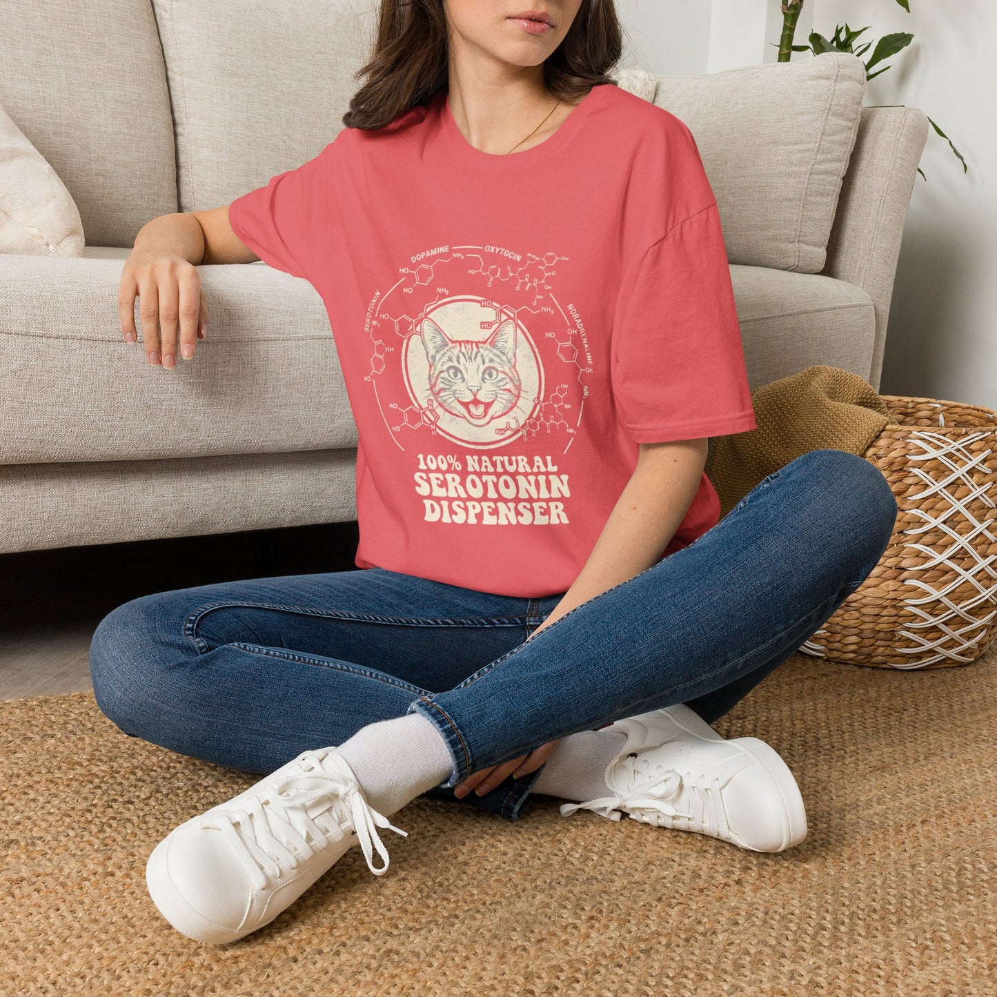100% Natural Serotonin Dispenser Cat Graphic Tee