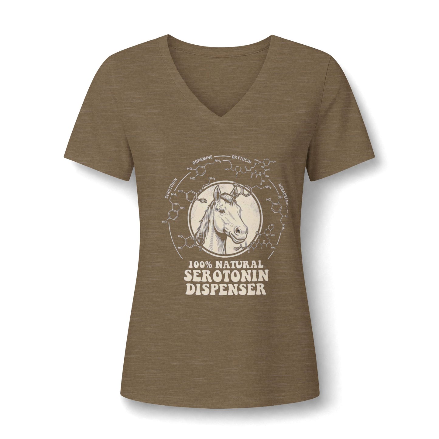 Horse Lover V-Neck Tee — "100% Natural Serotonin Dispenser"