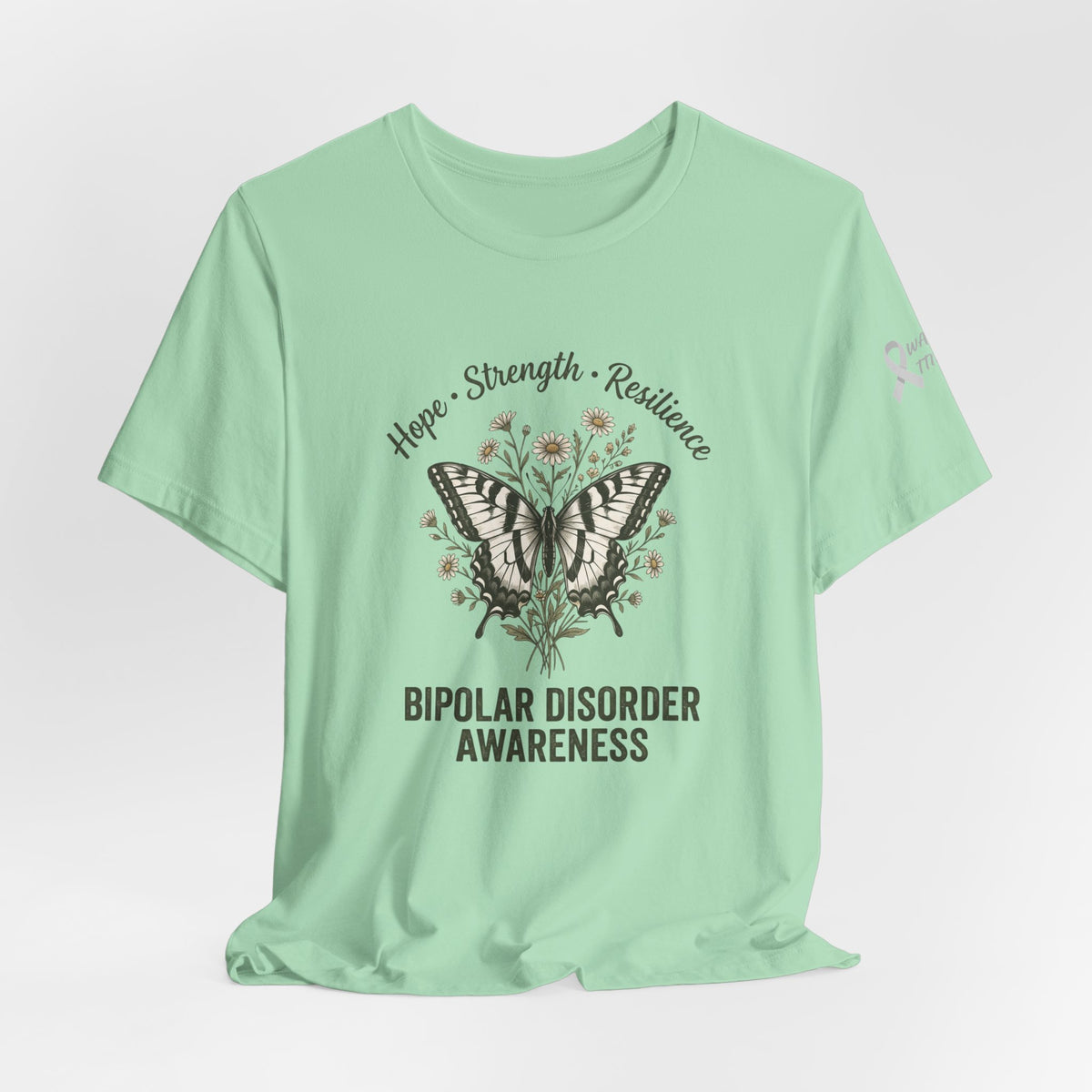 Hope Strength Resilience Butterfly- Bipolar Awareness Mental Health Tee