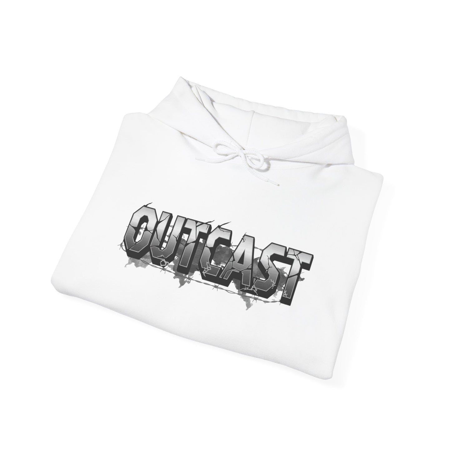 Outcast Graphic Hoodie — Grunge Drip Streetwear Pullover