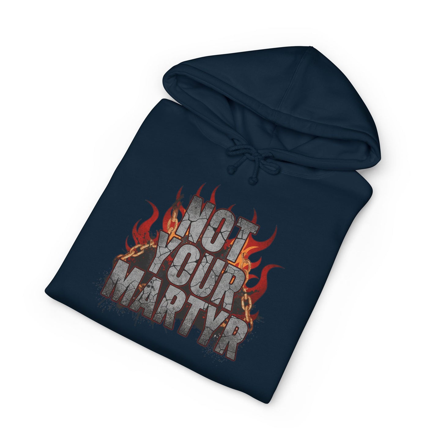 'Not Your Martyr' Grunge Flame Graphic Mental Health Hoodie
