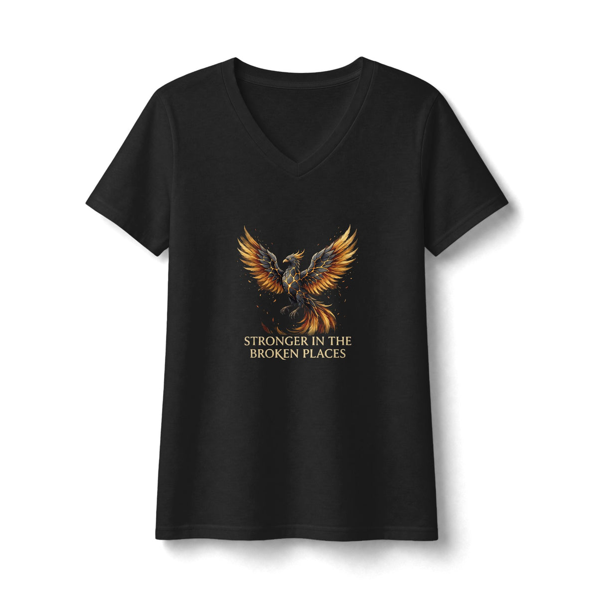 Women's “Stronger in the Broken Places” Phoenix Mental Health  V-Neck