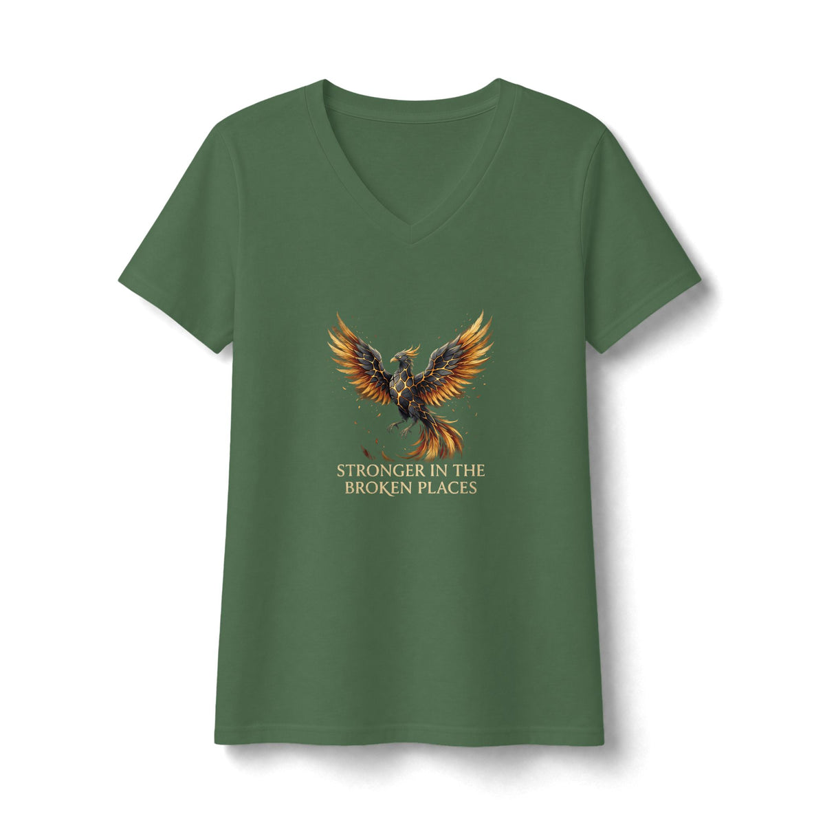 Women's “Stronger in the Broken Places” Phoenix Mental Health  V-Neck